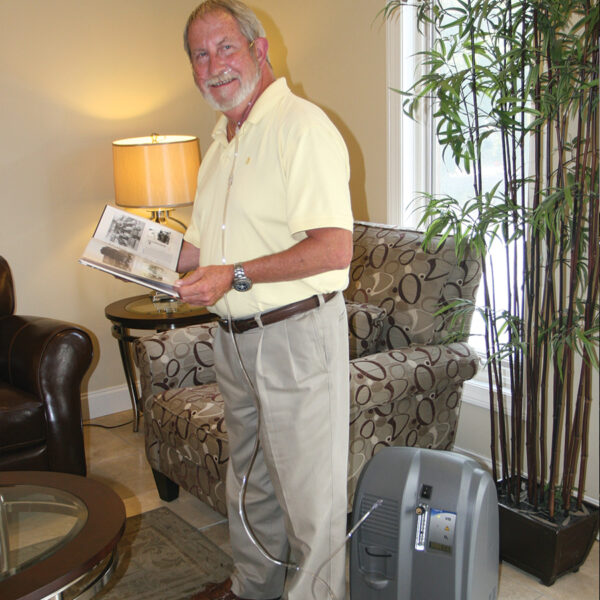 In a Lobby with the CAIRE Companion 5 Home Oxygen Machine